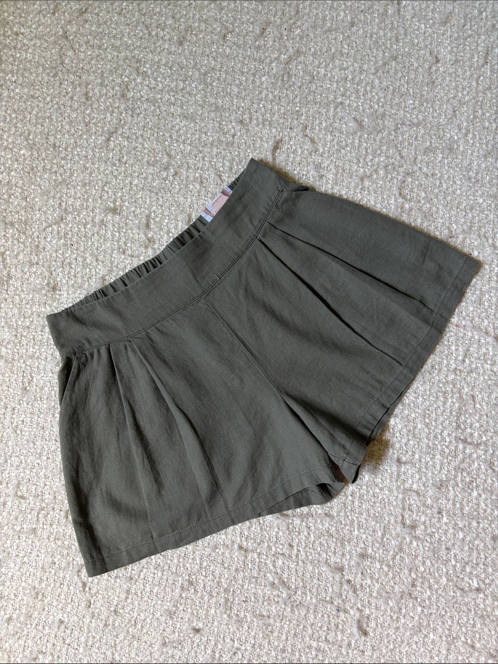 🌿 NWOT REWASH WOMENS SIZE MEDIUM OLIVE GREEN HIGH RISE LINEN SHORTS